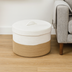 Load image into Gallery viewer, Sienna Jute & Cotton Lid Basket – Natural Blend