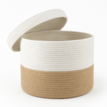 Load image into Gallery viewer, Sienna Jute & Cotton Lid Basket – Natural Blend