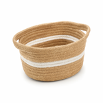 Load image into Gallery viewer, Lyra Jute &amp; Cotton Oval Basket – White Line Design