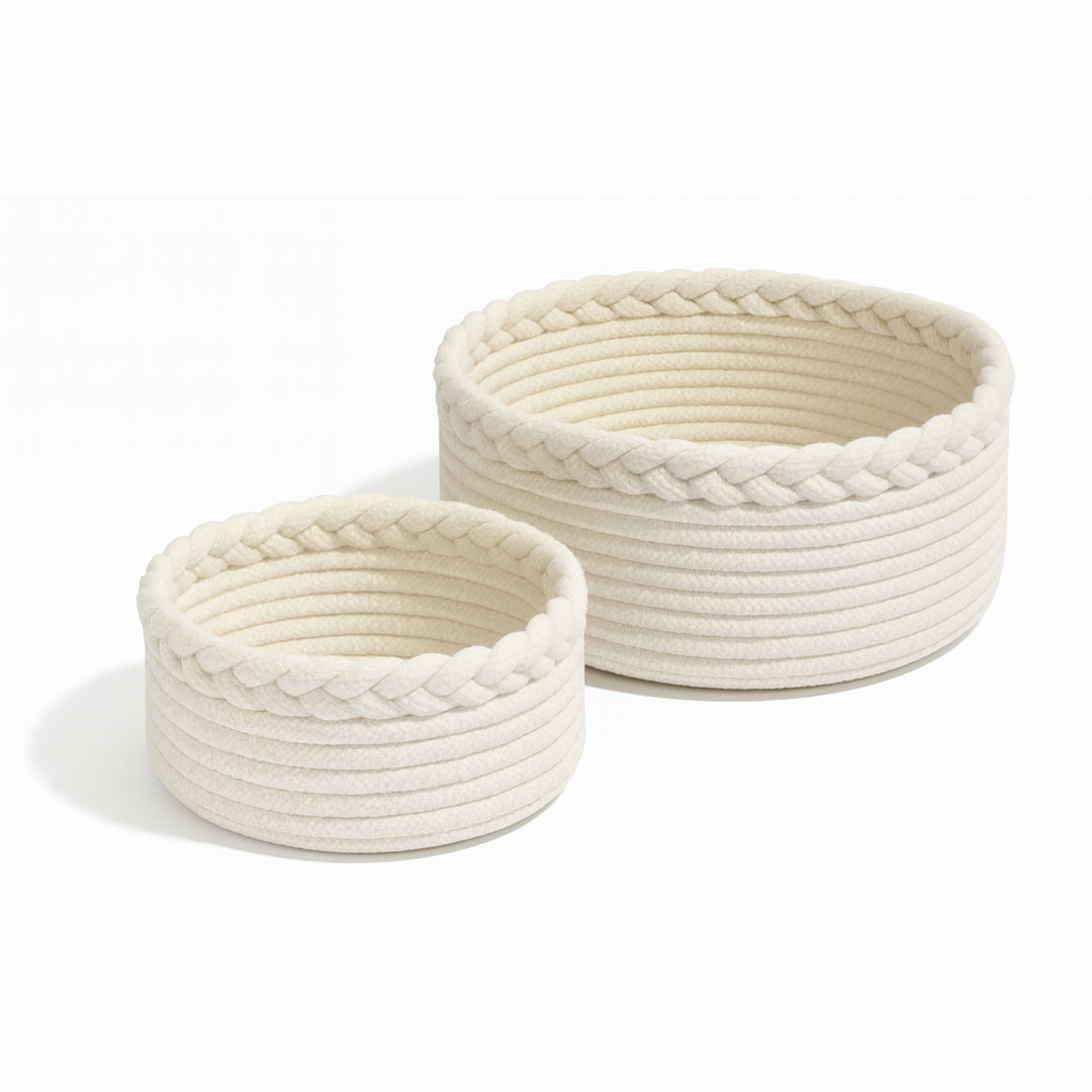 Cotton Basket – Braided border Set of 2