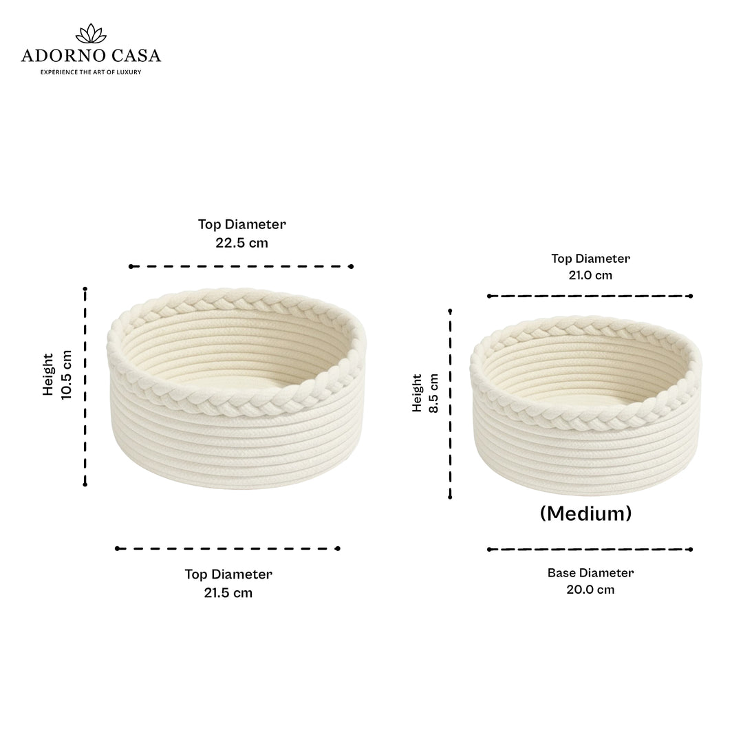 Cotton Basket – Braided border Set of 2