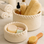 Load image into Gallery viewer, Cotton Basket – Braided border Set of 2
