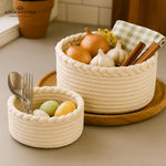 Load image into Gallery viewer, Cotton Basket – Braided border Set of 2

