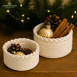 Load image into Gallery viewer, Cotton Basket – Braided border Set of 2
