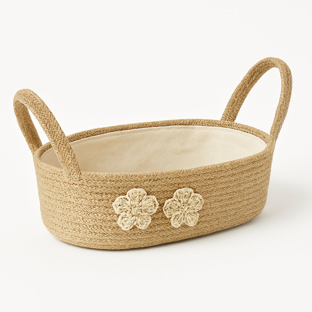 Nova Jute Basket with Bead Tassel & Fabric Lining