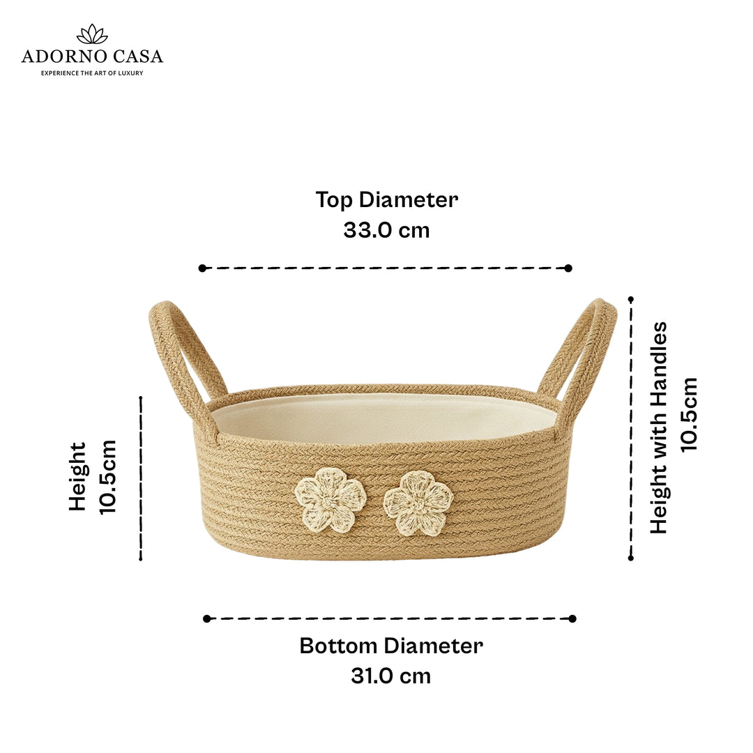 Nova Jute Basket with Bead Tassel & Fabric Lining