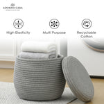 Load image into Gallery viewer, Luna Cotton Grey Bulbous Basket with Lid
