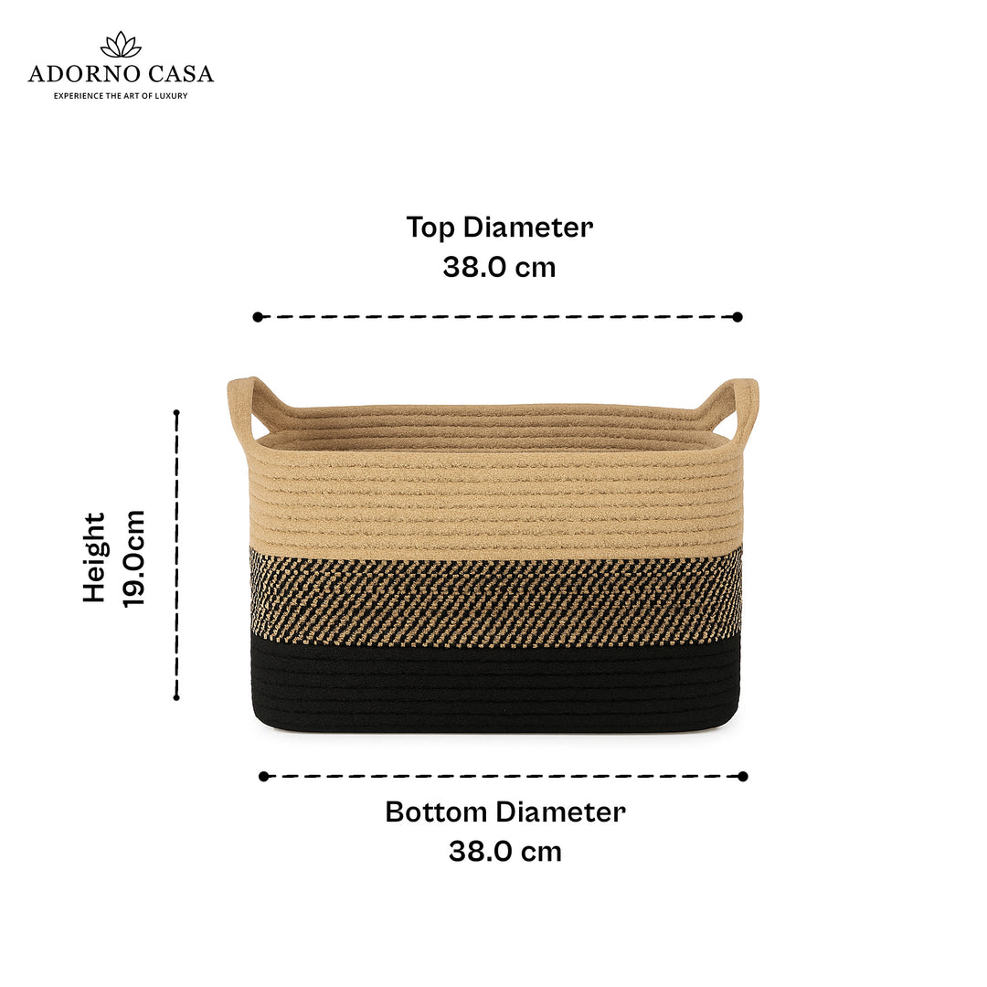 Arden Rectangular Jute & Cotton Utility Basket
