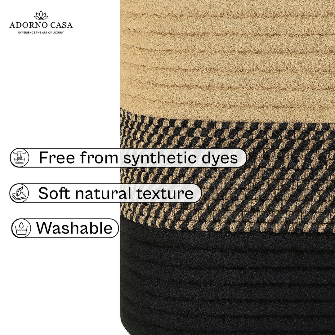 Arden Rectangular Jute & Cotton Utility Basket