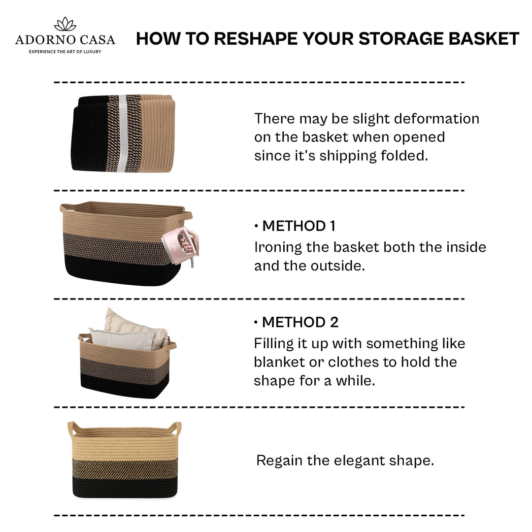 Arden Rectangular Jute & Cotton Utility Basket