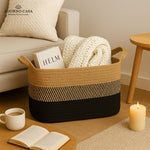 Load image into Gallery viewer, Arden Rectangular Jute &amp; Cotton Utility Basket
