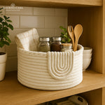 Load image into Gallery viewer, Clara Cotton Basket – Braided Border Flap