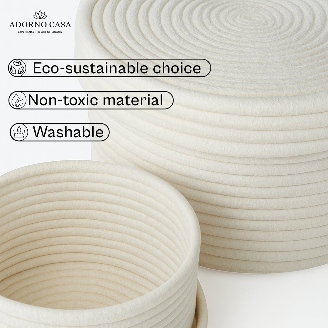 Luxe Cotton Serenity Basket with Lid – Set of 2