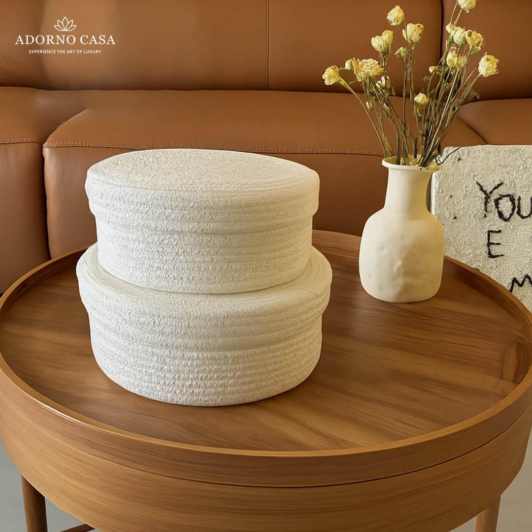 Luxe Cotton Serenity Basket with Lid – Set of 2