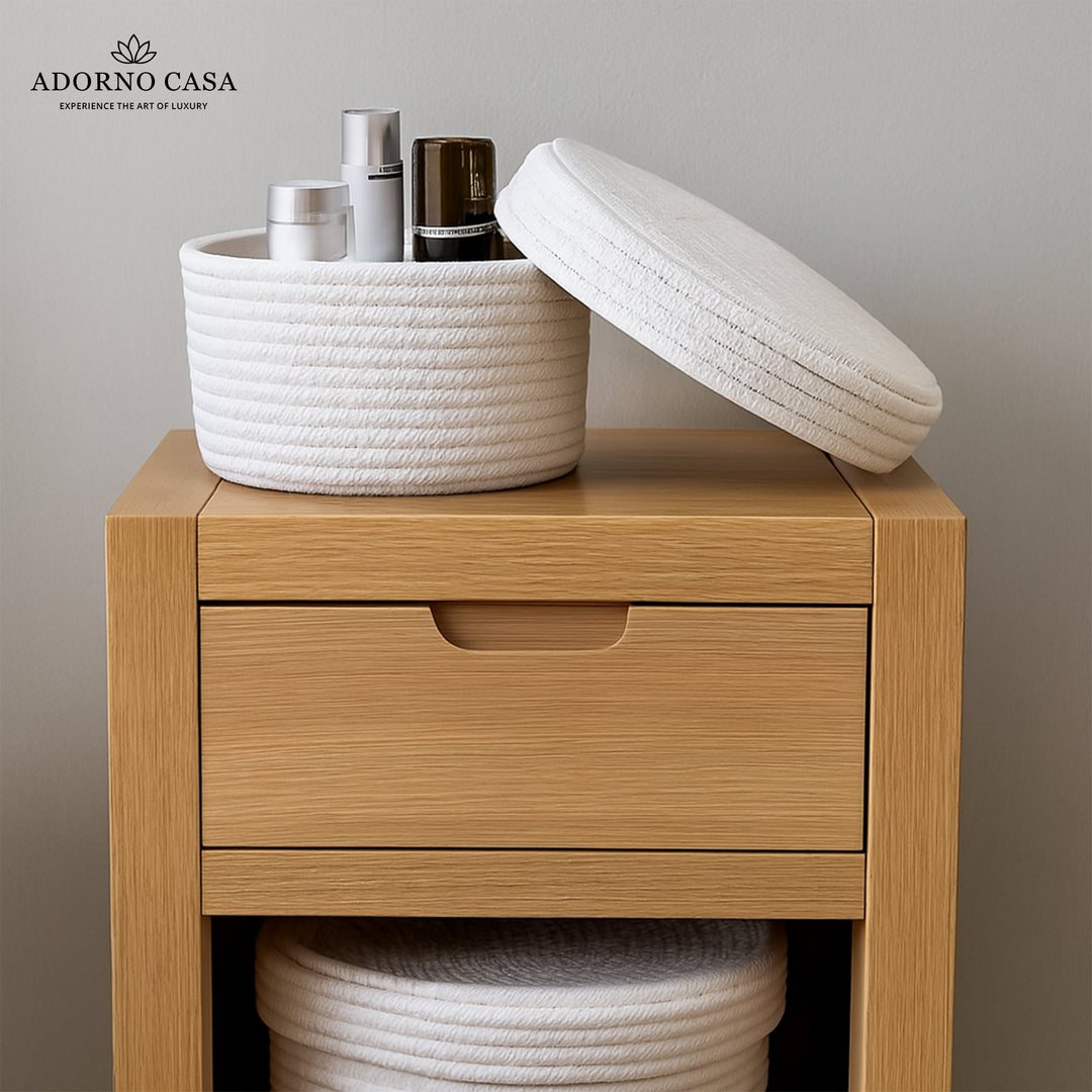 Luxe Cotton Serenity Basket with Lid – Set of 2