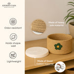 Load image into Gallery viewer, Beige Bloom Jute &amp; Cotton Basket with Lid – Set of 2