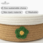 Load image into Gallery viewer, Beige Bloom Jute &amp; Cotton Basket with Lid – Set of 2