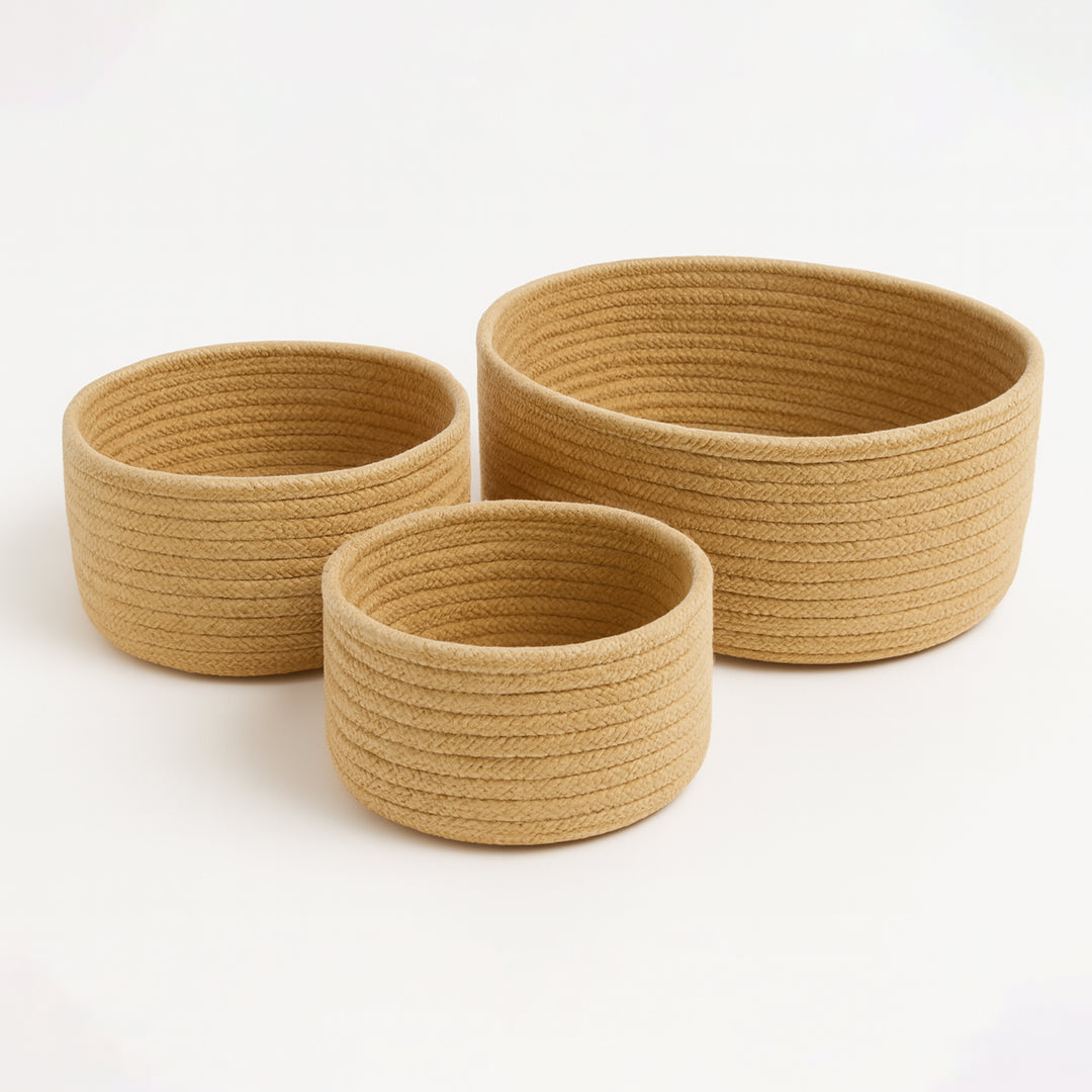 Arden Jute Round Basket – Nature Set of 3