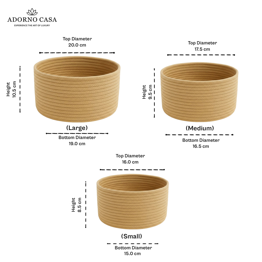 Arden Jute Round Basket – Nature Set of 3