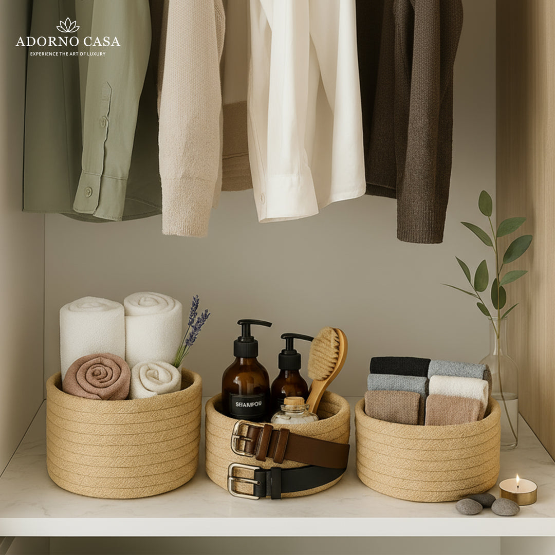 Arden Jute Round Basket – Nature Set of 3