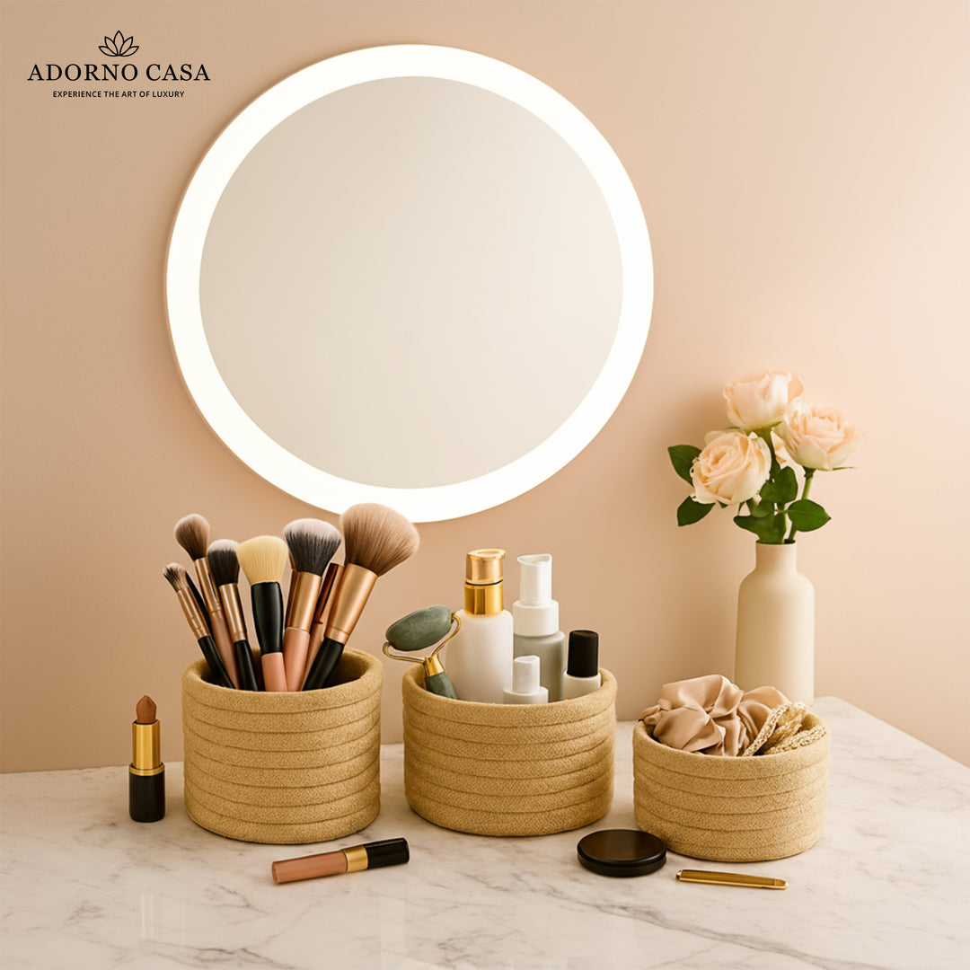 Arden Jute Round Basket – Nature Set of 3