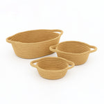 Load image into Gallery viewer, Oria Jute-Cotton Basket – Brown Handle Set of 3
