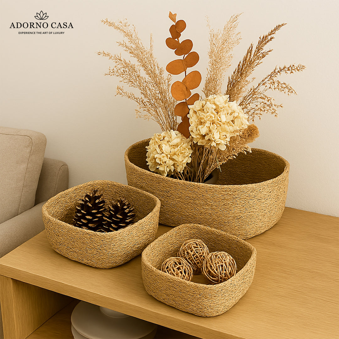 Terra Woven Rectangle Jute Basket – Set of 3