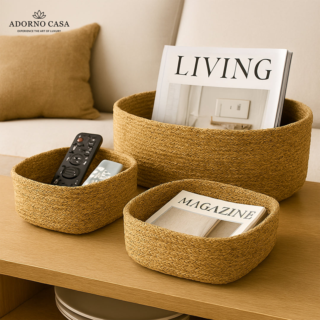 Terra Woven Rectangle Jute Basket – Set of 3