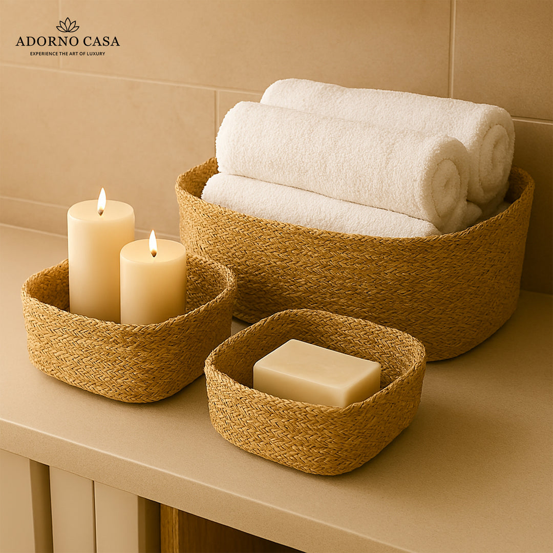 Terra Woven Rectangle Jute Basket – Set of 3