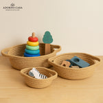 Load image into Gallery viewer, Oria Jute-Cotton Basket – Brown Handle Set of 3
