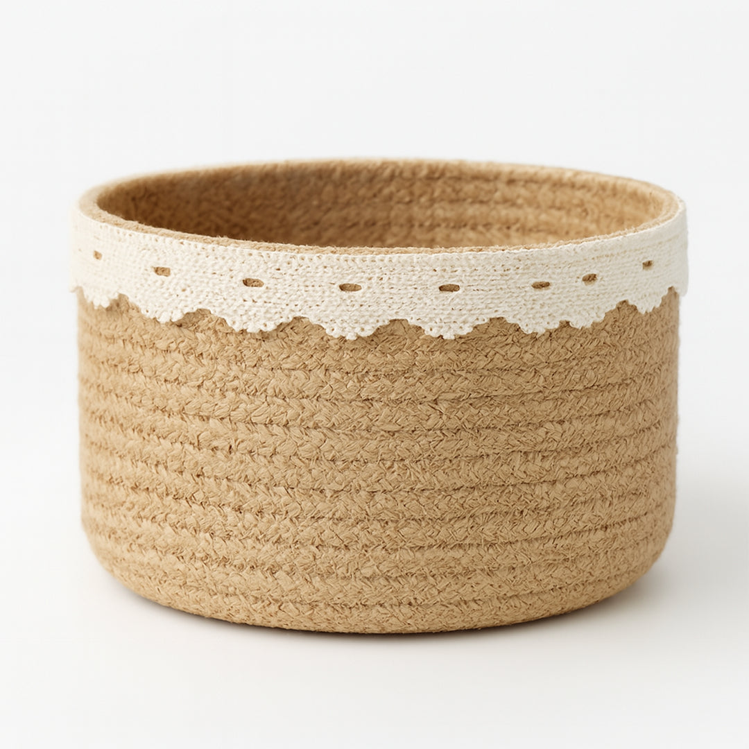 Eden Lace Charm Jute Basket