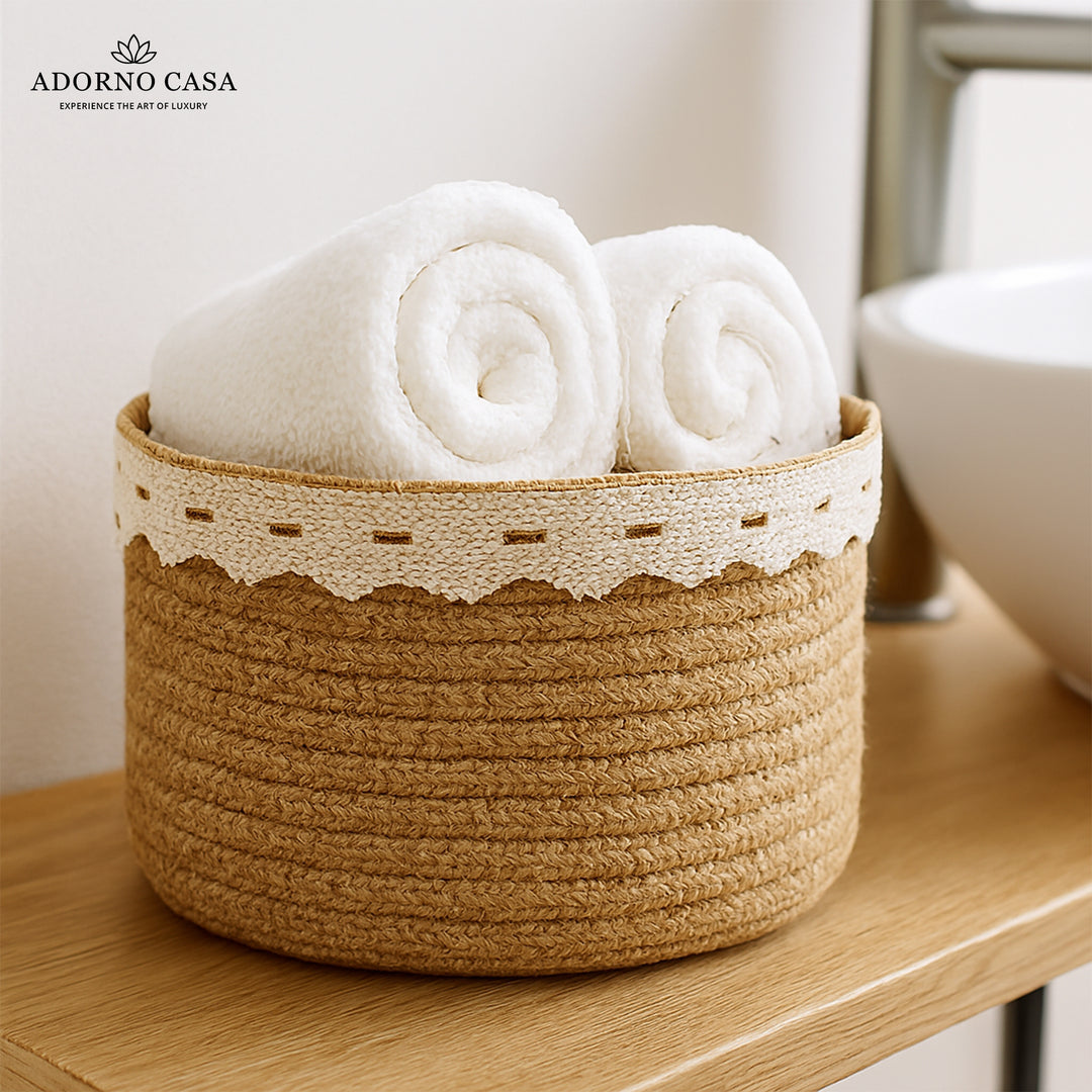 Eden Lace Charm Jute Basket