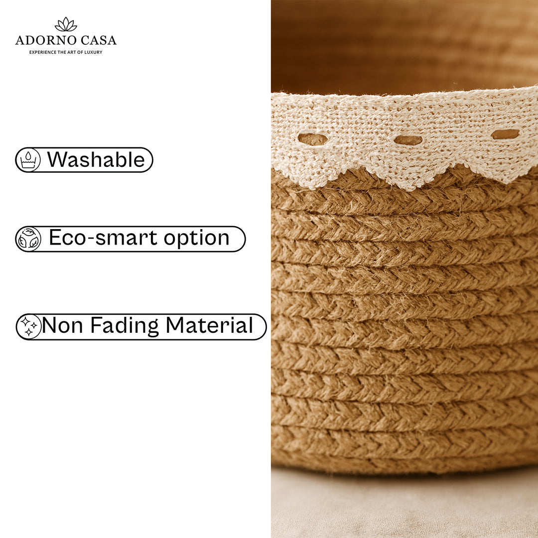 Eden Lace Charm Jute Basket