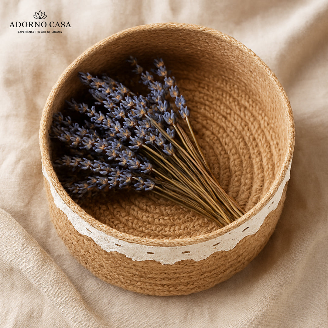 Eden Lace Charm Jute Basket