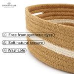 Load image into Gallery viewer, Lyra Jute &amp; Cotton Oval Basket – White Line Design