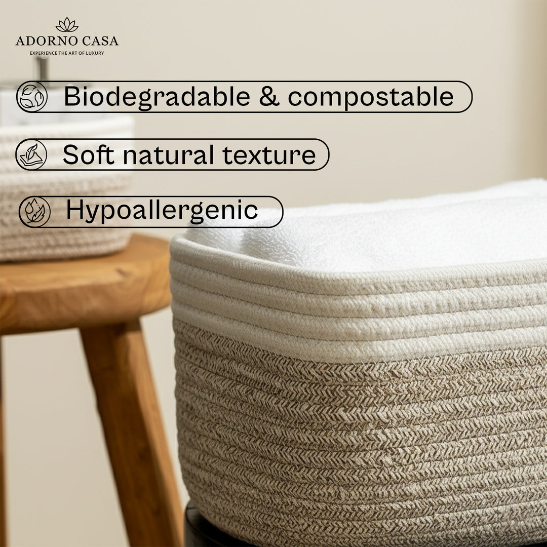 Mila Rectangle Organizer Basket Cotton Weave Set of 3