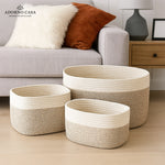 Load image into Gallery viewer, Mila Rectangle Organizer Basket Cotton Weave Set of 3
