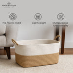 Load image into Gallery viewer, Raya Recta Jute &amp; Cotton Basket – Brown Handle
