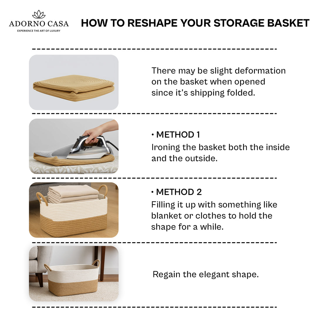 Raya Recta Jute & Cotton Basket – Brown Handle