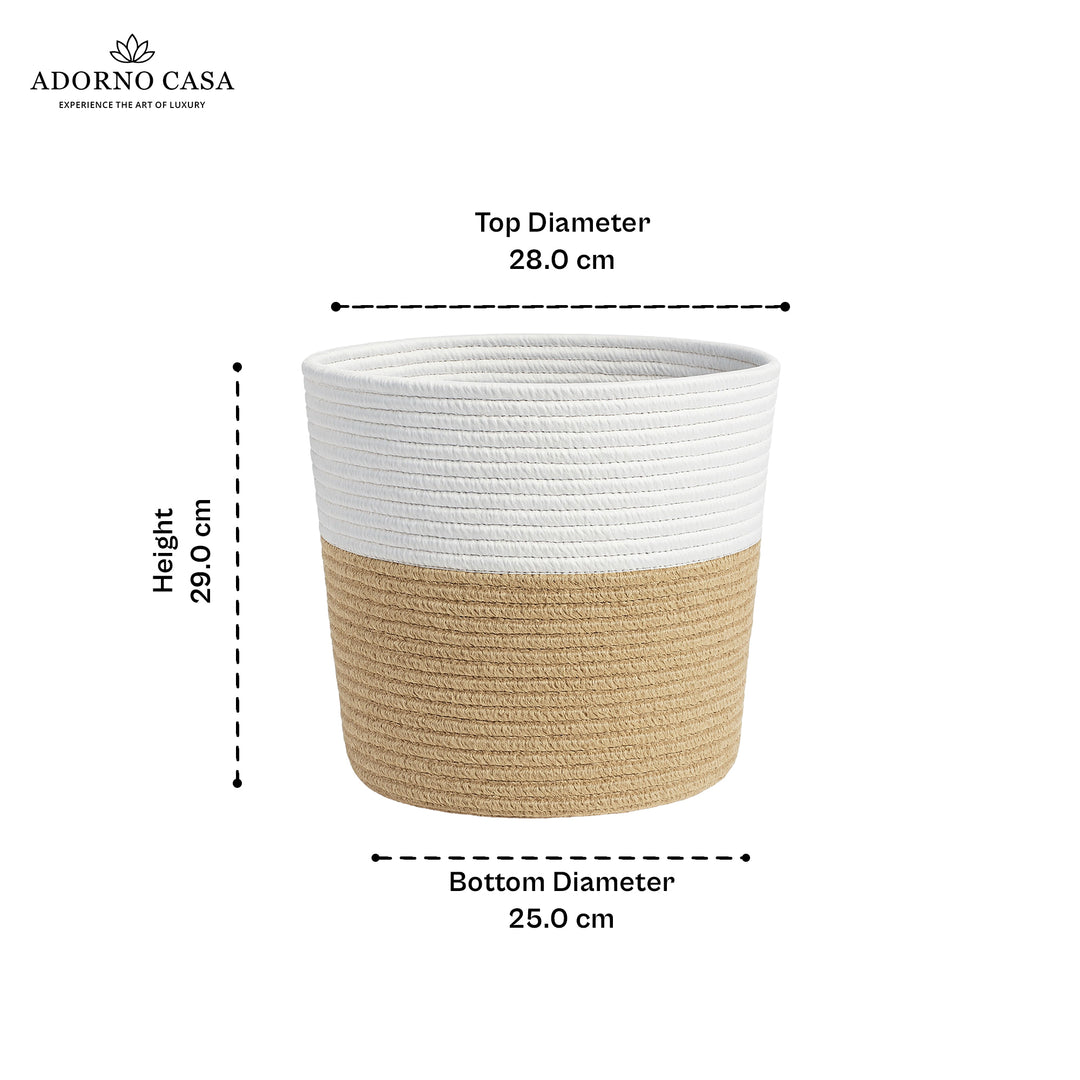 Sienna Jute & Cotton Basket – Beige Whisper
