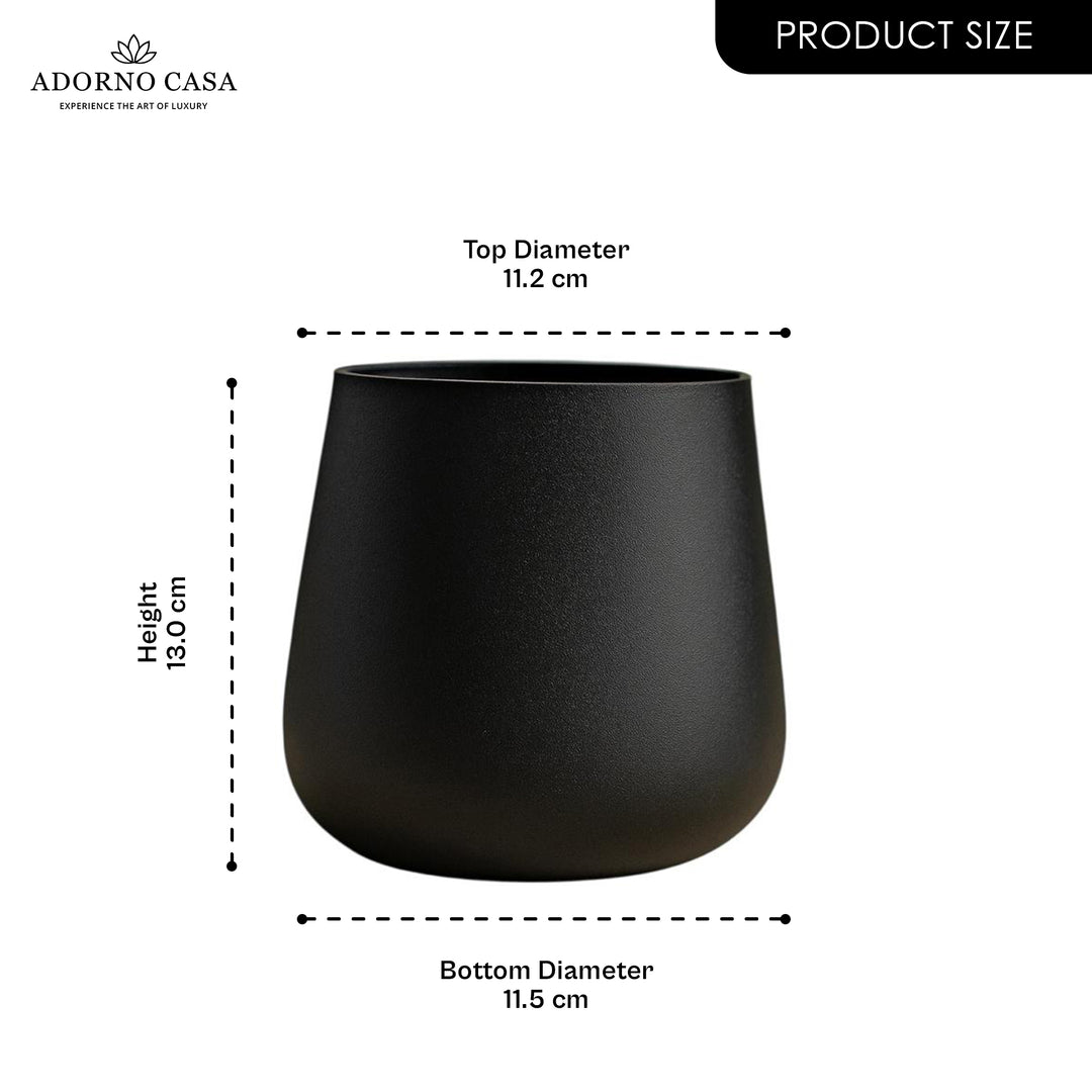 Noire Sculpt Matte Powder-Coated Metal Vase