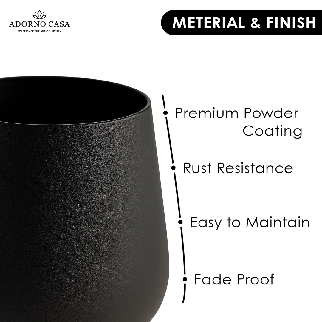 Noire Sculpt Matte Powder-Coated Metal Vase