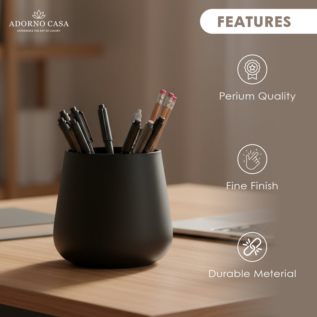 Noire Sculpt Matte Powder-Coated Metal Vase