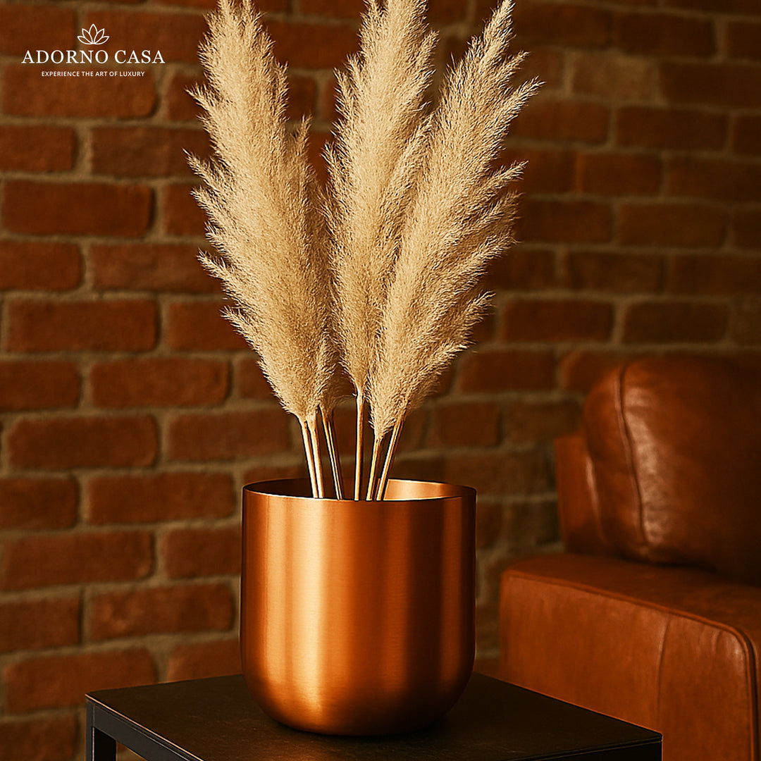 Auric Metal Polished Pots with Minimalist Curves