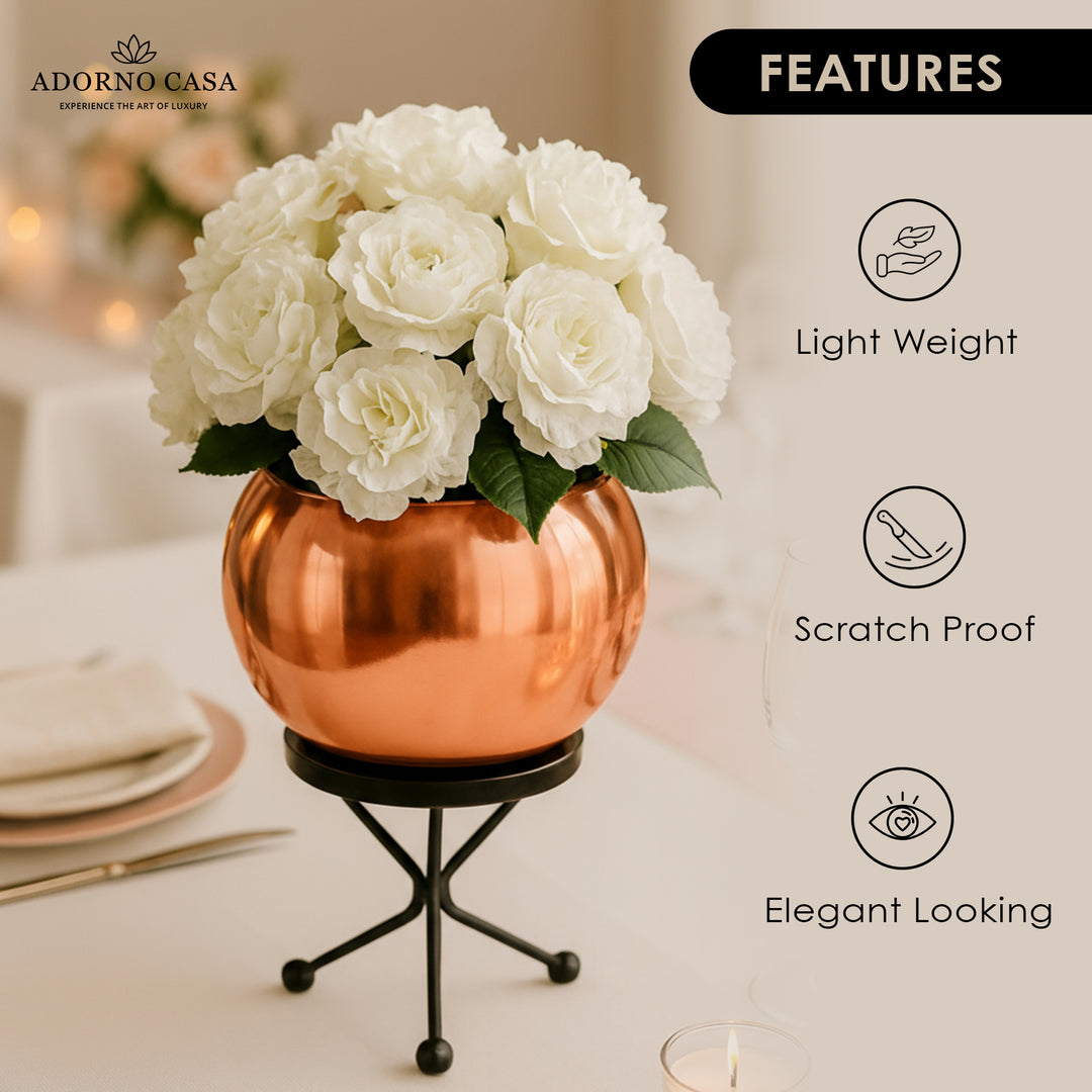 Luna Metal Pot Paired with a Sturdy Black Iron Stand