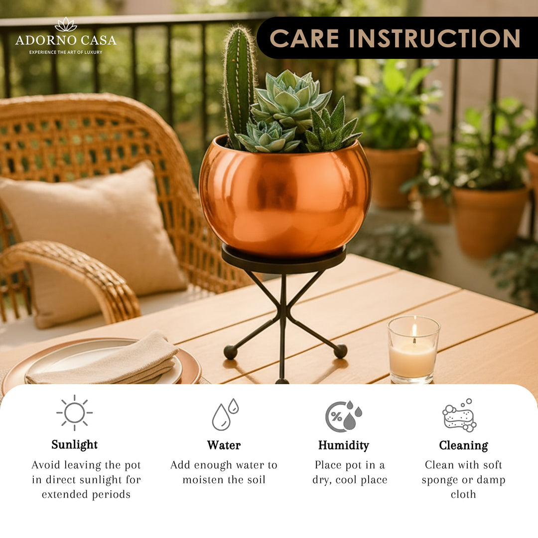 Luna Metal Pot Paired with a Sturdy Black Iron Stand