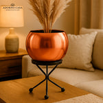 Load image into Gallery viewer, Luna Metal Pot Paired with a Sturdy Black Iron Stand