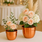 Load image into Gallery viewer, Solis Curved Metallic Finish Metal Planter Set of 2