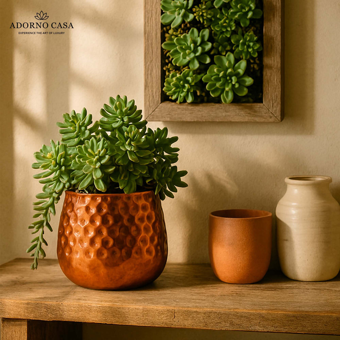 Aurum Hammered Finish Metal Accent Vase