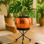 Load image into Gallery viewer, Luna Metal Pot Paired with a Sturdy Black Iron Stand